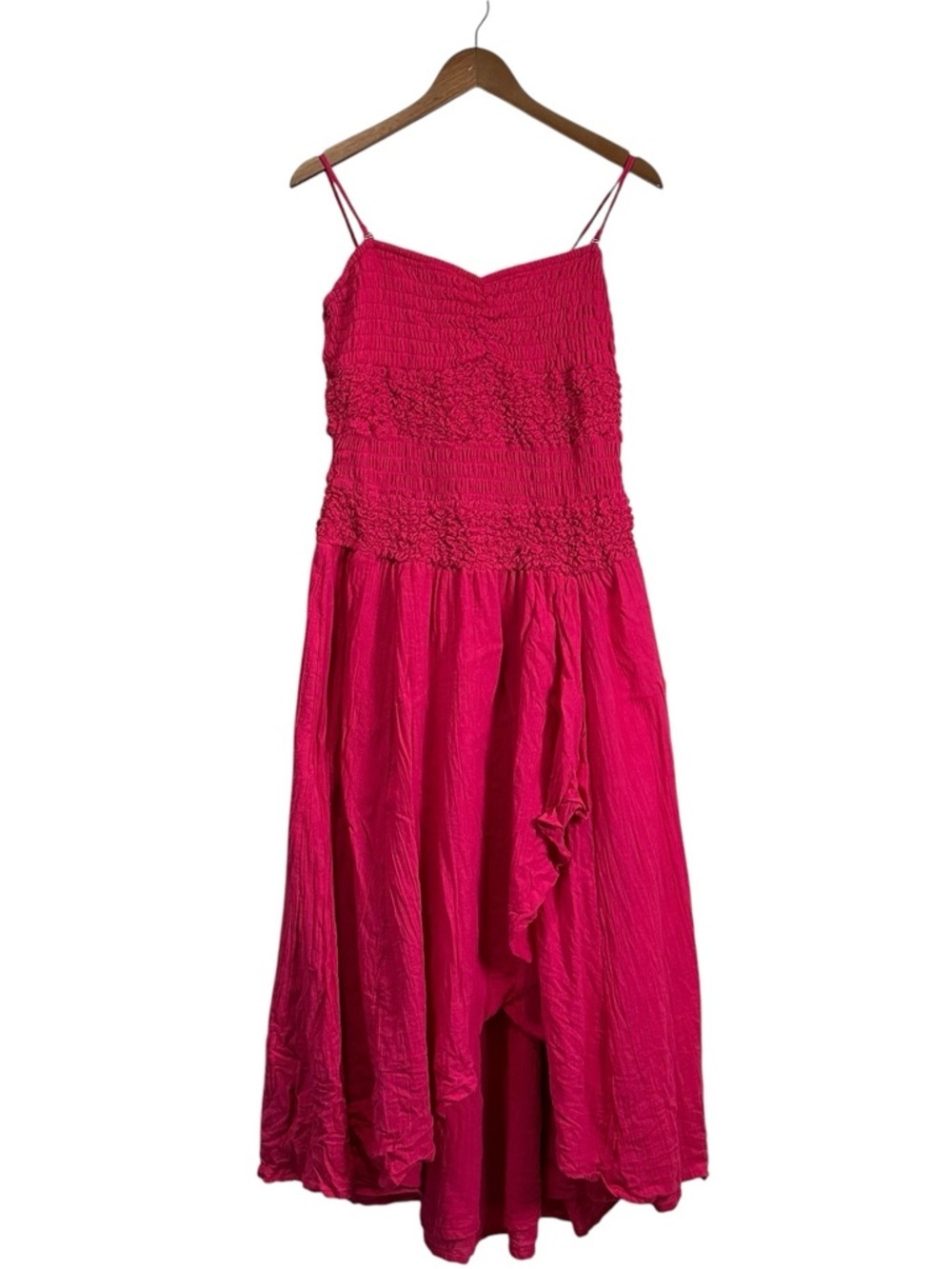 Free People Women’s L Pink Sparkling Moment Drop-Waist Cotton Midi Dress